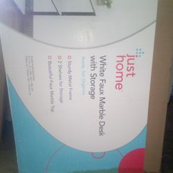 White Marble Faux Desk