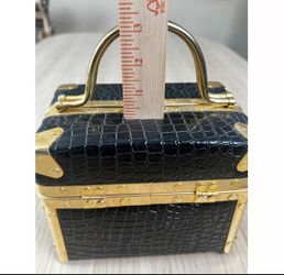 Black Croc-embossed Box Purse