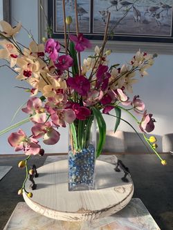 Stunning Faux Orchid Floral Arrangement Centerpiece
