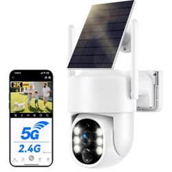 Solar Security Cameras Wireless Outdoor, 5G Solar Camera Outdoor Wireless
