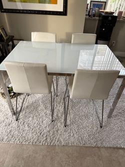 Glass Top Dining Table with 4 Chairs