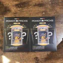 2 Gamestop Power Packs,2packs per box +1 graded card Pas 8+,2pack