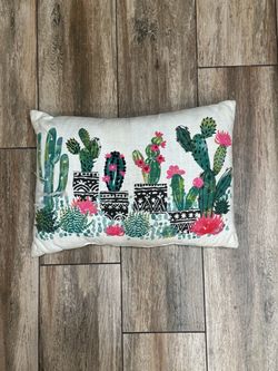 Decorative cactus throw pillow