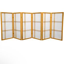 Oriental Furniture 3 ft. Short Double Cross Shoji Screen - Honey - 6 Panels