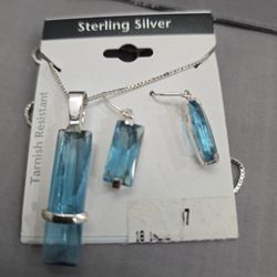 New STERLING SILVER Necklace And Earrings Set
