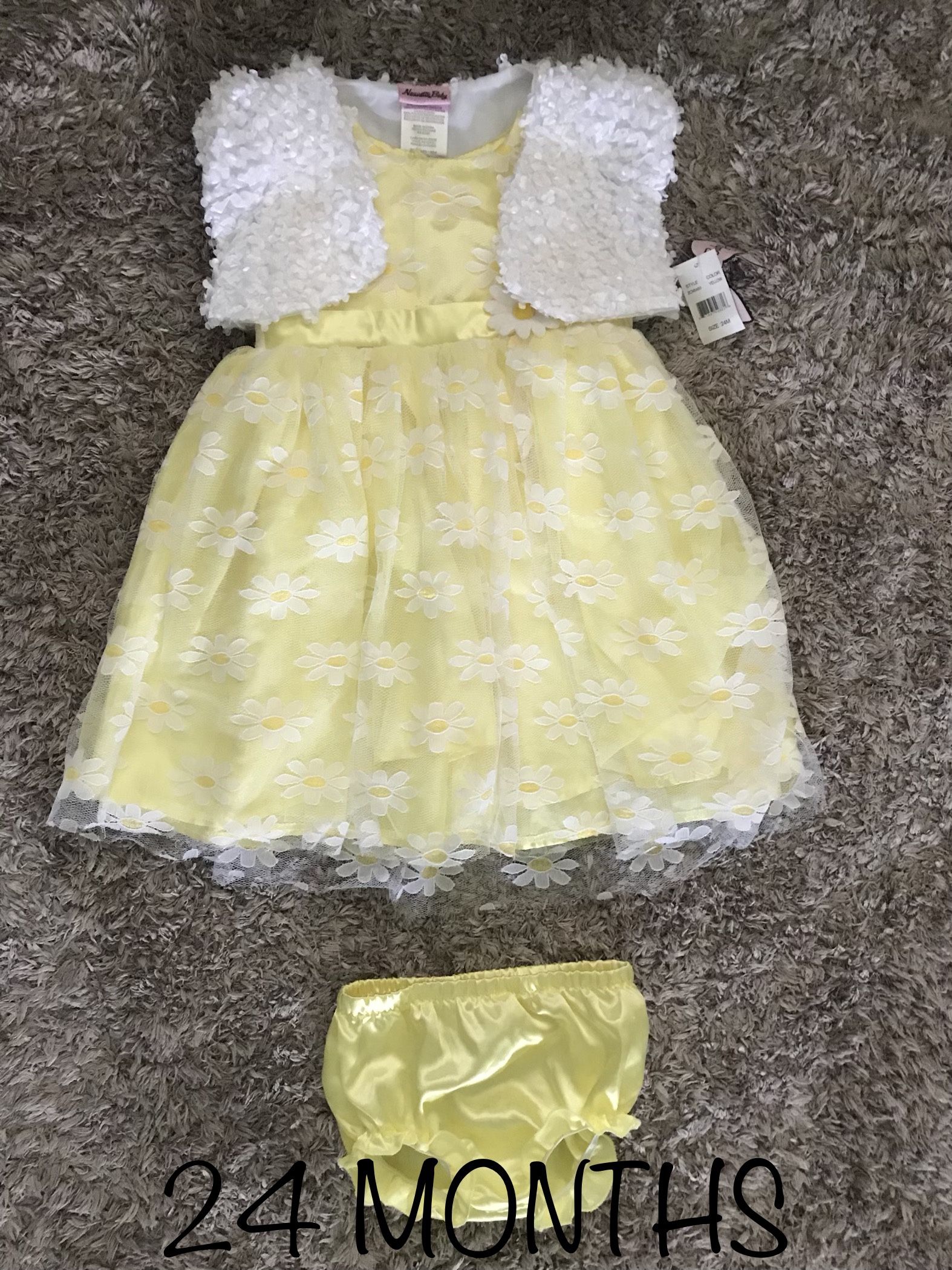 **NEW‼️** NANNETTE BABY - 3 PIECE YELLOW FLORAL DRESS (24 months baby girl)