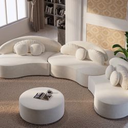 Curved Velvet Sectional Sofa