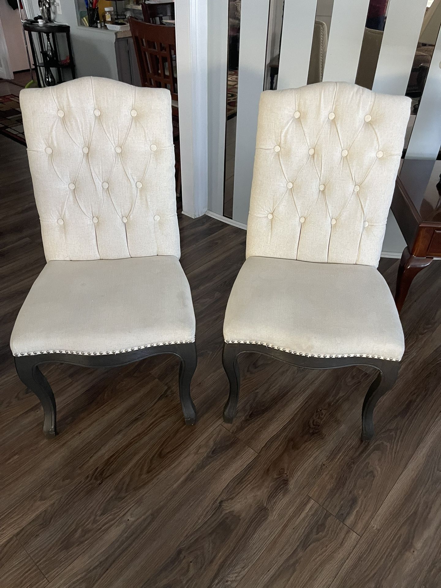 Pair Of Beautiful Beige Chairs 