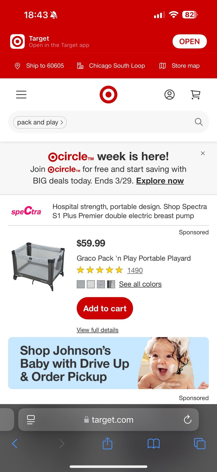 Baby Crib Graco Grey