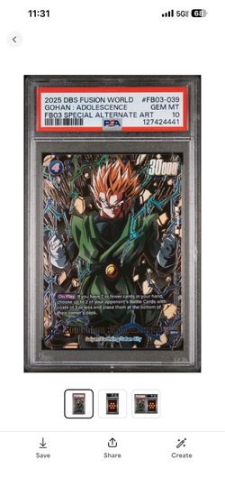 Dragon ball z card