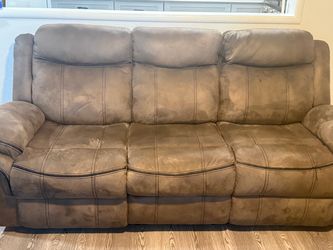 3-Seat and 2 seat Reclining Sofa Microfiber Tan
