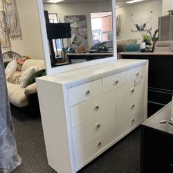 White Dresser And Mirror 
