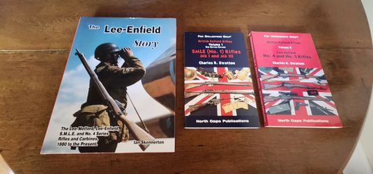 British Lee Enfield rifles three book lot - Two SIGNED
