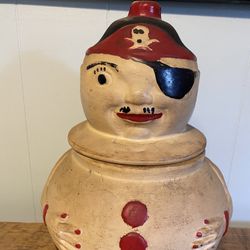 Antique American Bisque Cookie Jar - Jolly Pirate 1920’s