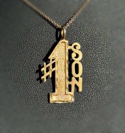 Jewelry 14k solid yellow gold number #1 SON pendant charm 1.6g