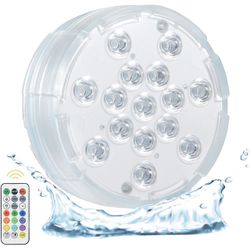 LED Pool Lights for Ingroud Pool, 16Colors Waterproof Underwater Pond Lights with RF Remote,Magnet,Suction Cups,for Above Ground Pool Lighting,Hot Tub