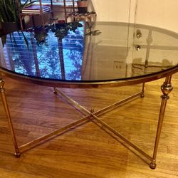 Brass Round Coffee Table With Glass Top