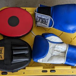 Boxing Gloves And Spotter Hit Hand Targets
