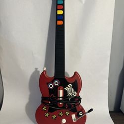 PlayStation 2 PS2 Guitar Hero Wired Guitar Controller Red Octane (TESTED)