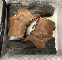 POLO Ralph Lauren Conquest Hi II Boot 🥾 Tan Briarwood Leather Mens Boots 9.5 D