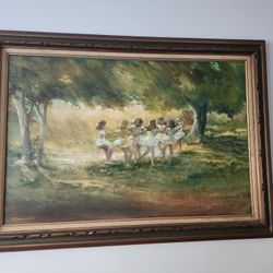 Original Thomas Fentress oil painting. Dancing girls. Purchased in the late 1970s