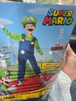 Super Mario Luigi Kids Costume Size S (4-6)