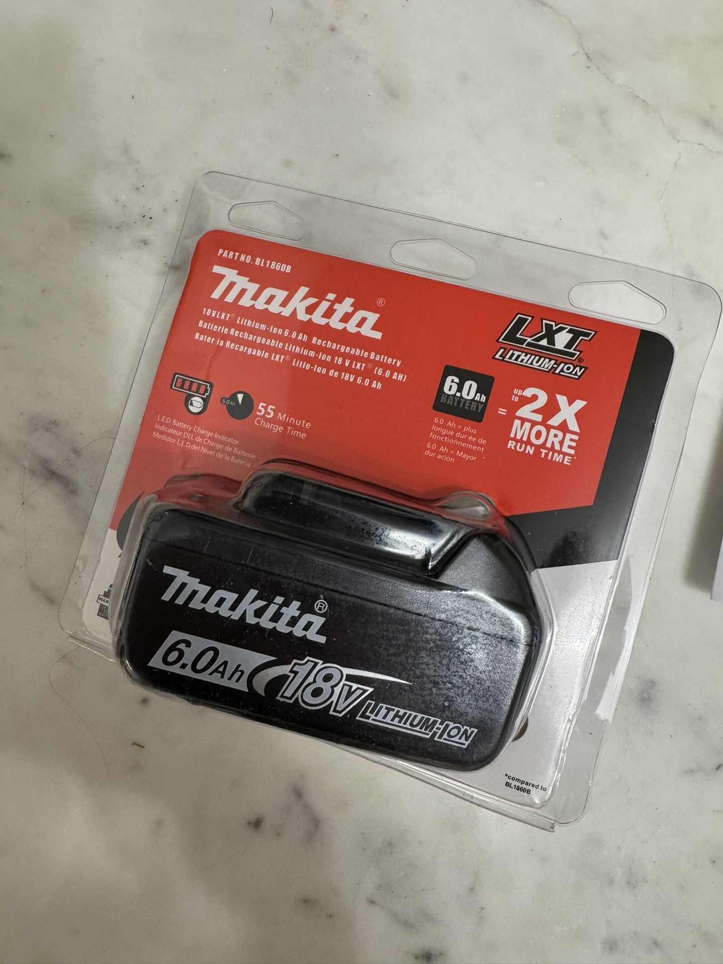 Genuine Makita BL1860B 18V 6.0ah Lithium-Ion Battery