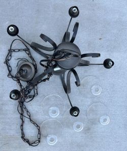 Hubbardton Forge Sweeping Taper Five-Lights Chandelier Dark Bronze Finish With 8’ Feet Chain 25” W. 