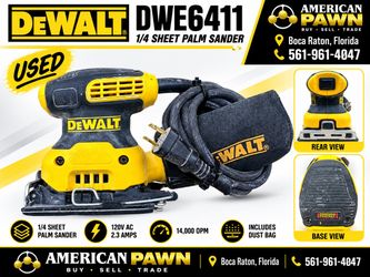 DeWALT DWE6411 1/4 Sheet Palm Sander 2.3A 14,000 OPM w/ Dust Bag