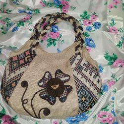 Boho Handbag Brown Floral Patchwork 