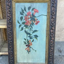 Antique Late 19th Century Aesthetic Victorian Carved Floral Gilded Wood Frame