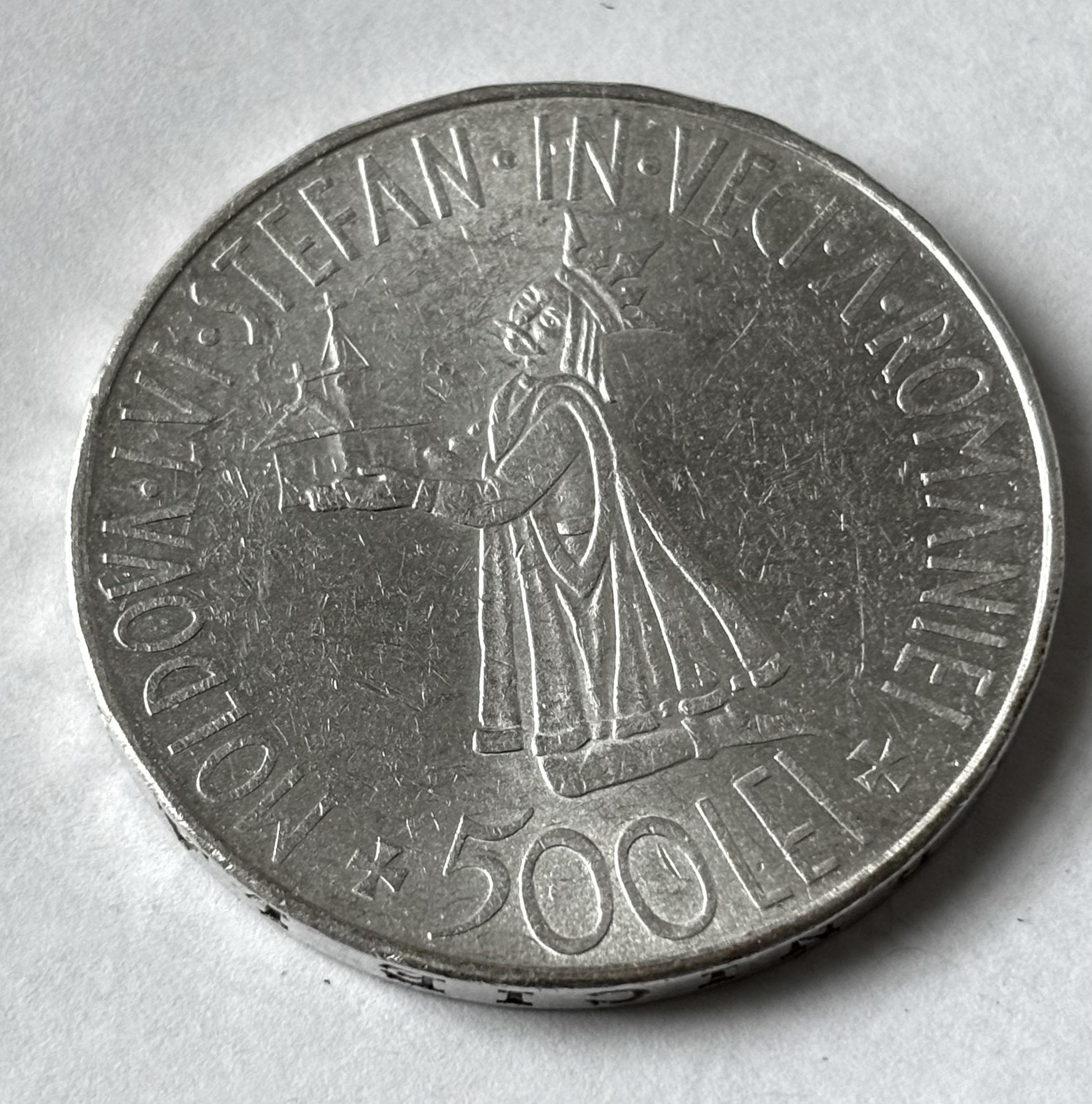 1941 Romania 500 Lei Large Silver Coin Rare Key Date
