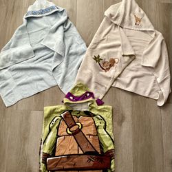 $10 FOR ALL Lot of 3 Children’s Kid’s Hooded Bath Towels Poncho Teenage Mutant Ninja Turtles 