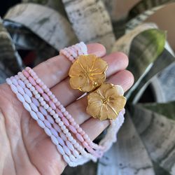 Trifari Vintage Pink Bead Necklace