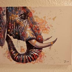"Multicolored Art Elephant" Canvas Print