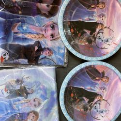 Frozen Birthday Party Supplies, 20 Plates, 20 Napkins and 1 Tablecover for Girls Frozen Party Supplies, Frozen Theme Party Decorations