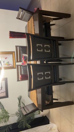 Wood Dining Table and Chairs Set