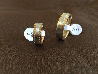 Luxury 18k Gold plated Alliance Ring CZ wedding band diamond ring for women and Titanium jewelry Engagement wedding bands promise eternity rings sets