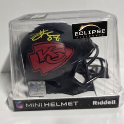 Riddell Chiefs Eclipse Mini Helmet Autographed by Travis Kelce COA Certified
