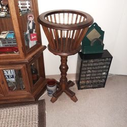 33" Tall solid wood mid century modern fern plant stand