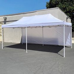 (Brand New) $205 Heavy-Duty EZ Popup Canopy 10x20’ with (2 Sidewalls) Outdoor Gazebo, Carry Bag