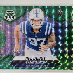 2024 Panini Mosaic - NFL Debut Green Mosaic Prizm #290 - Laiatu Latu (RC