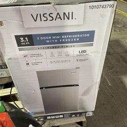 SaleSumo Vissani 3.1 cu. ft. 2-Door Mini Refrigerator in Stainless Steel with Freezer, ENERGY STAR