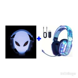 Brand New Alien Rgb Headphone Stand & Be goo Wireless Gaming Headset 