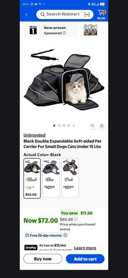 Black Double Expandable Soft-Sided Pet Carrier