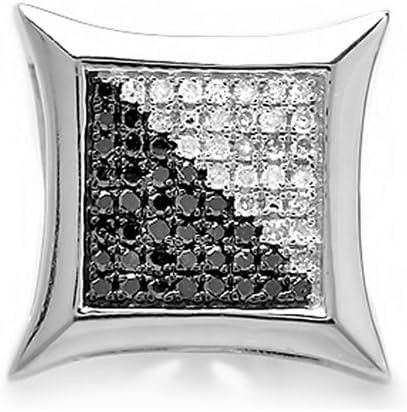 Pair Of Exquisite Micro Pave 14K White Gold Plated Cubic Zirconia Square Men Women 11mm Stud Earrings 