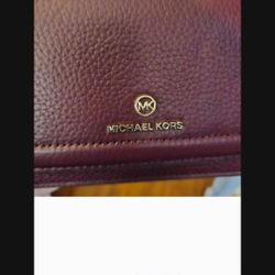 Michael Kors Jet Set Charm Pebbled Dark Berry Leather Phone Crossbody Bag