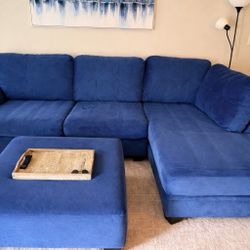 Used Blue Microsuade 2-piece Sectional 