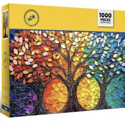 Stained Glass Puzzle Tree of Life Puzzles for Adults 1000 Pieces, Impossible Hard Difficult Challenging Puzzles for Adults, Colorful Mosaic Tree of Li