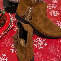 Brown Suede Fringe Boots size 8 